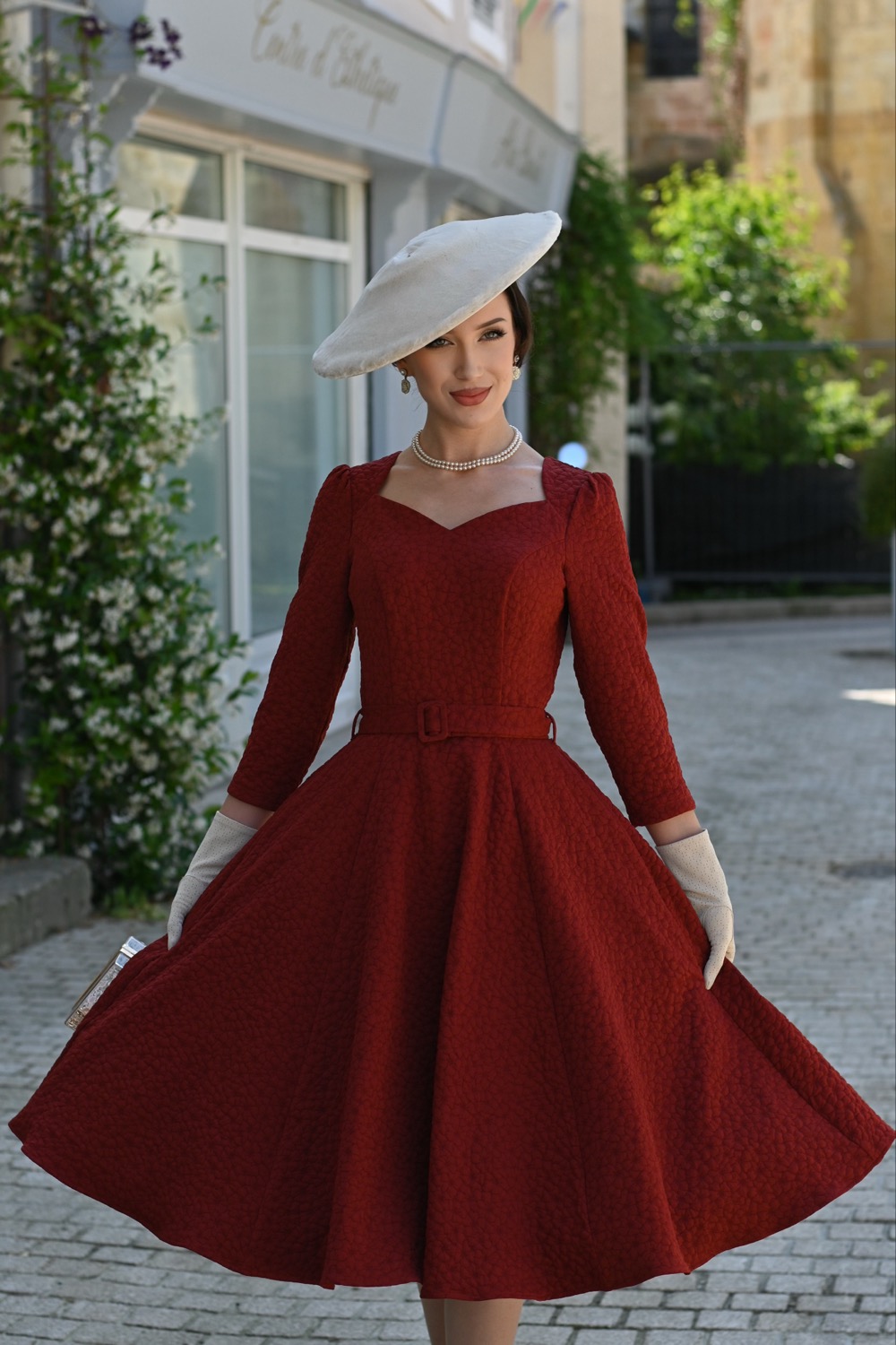 Maple Maroon Floral Swing Dress